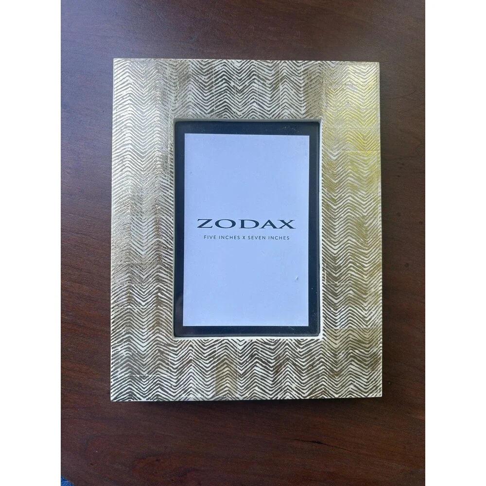 Zodax 5x7 Gold Chevron Herringbone Picture Frame